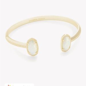 Kendra Scott Elton Gold Cuff Bracelet in White Kyocera Opal
